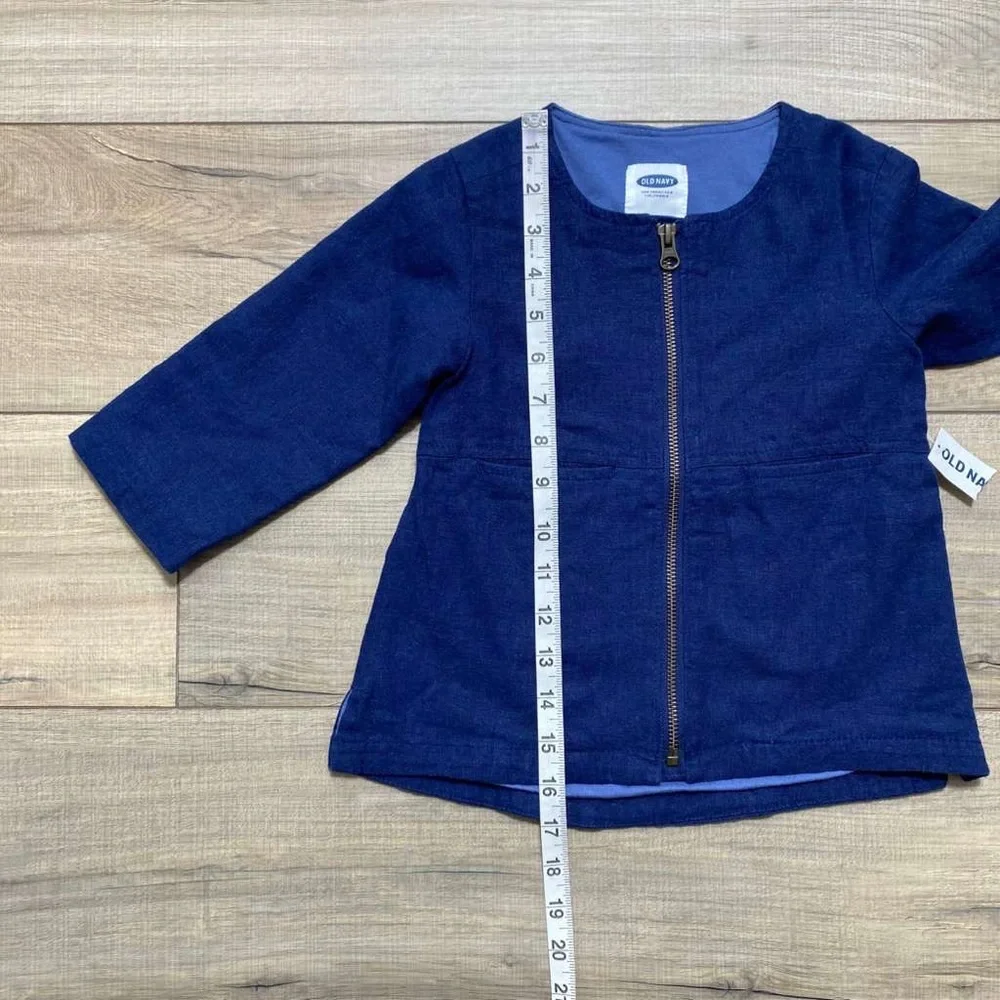 Old Navy Toddler Girls Linen Blend Full Zip Jacket Size 18-24M‎ Blue